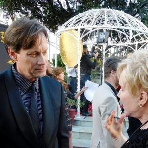 Dr Diane Howard interviewing Kevin Sorbo a dear man on red carpet at 24th Annual Movieguide Awards Gala 2016 as interview journalist