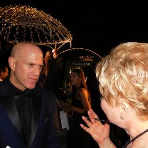 Dr Diane Howard interviewing Bruno Gunn Officer Downe Hunger Games Catching Fire Movieguide8203 24th Annual Award and Gala 2016