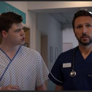 Max J Green as Stephen Holting in a scene with Alex Walkinshaw as Fletch in Holby City Episode Title Return to Innocence S17 Ep 42 All time Episode Number 777