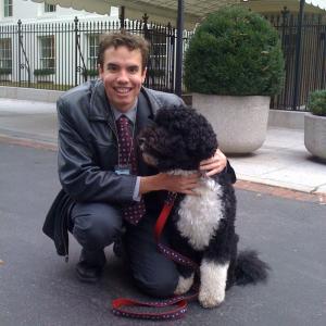 Mark Wolf and Bo outside The White House West Wing