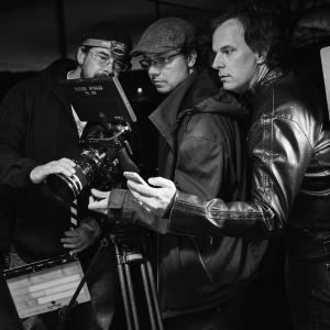 L-R: Mikey Pounds (1st AC), Laffrey Witbrod (DP), and Charles Dye (Writer/Dir) shooting the final inserts for Two Secrets as the sun sets