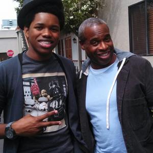 Nathan Davis Jr and Phill Lewis on set of The Soul Man