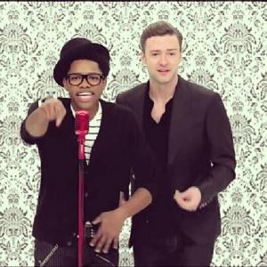 Nathan Davis Jr. and Justin Timberlake on set of Target.