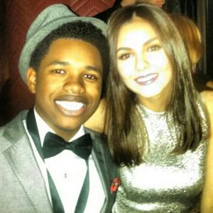 Nathan Davis Jr and Victoria Justice @ Justin Timberlake's cd release party.