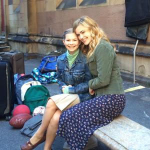 Victoria Leigh and Rachel Annette Helson on set of Law  Order SVU