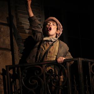 Athan Sporek as Gavroche in Les Miserables on Broadway 2015