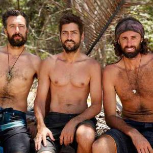 Benji Lanpher with cast mates on NBC's The Island with Bear Grylls