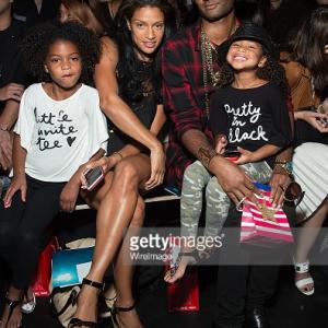 Chosen Wilkins C with Sade Witherspoon L and Spirit Witherspoon Rattend the Son Jung Wan fashion show during Spring 2016 New York Fashion Week at The Dock Skylight at Moynihan Station on September 12 2015 in New York City