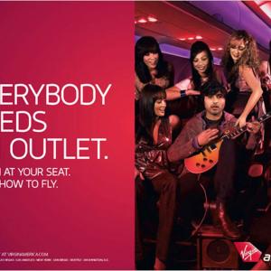 Virgin America's first National Ad campaign. Billboards, magazines, building walls Lydia is standing top left.