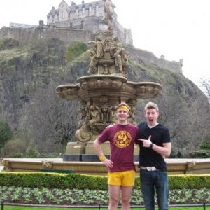 Matt Werner left with Chris Hobbs right for his YouTube Rap video filmed in front of the Edinburgh Castle in Scotland Spring 2009 Matt impersonated Michael Cera from Juno