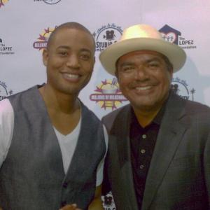 Derrex Brady with George Lopez supporting The Lopez Foundation at the CBS Studios