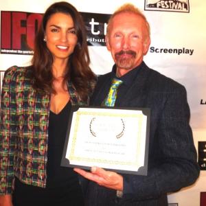 Adam with actress Jessiqa Pace on the Red Carpet at the Independent Film Quarterly Review Festival awards ceremony in Beverly Hills We had just won the award for best film in the Short Narrative category for Celik Kayalars 99!