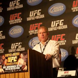 Dr Weber, State Commission Chair, addressing UFC Press Conference