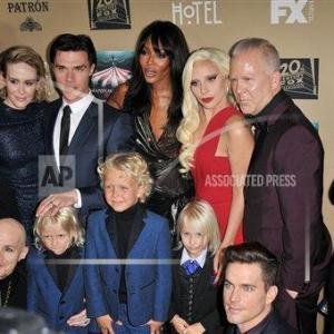 Lennon Henry at American Horror Story:Hotel premiere Oct. 3, 2015 full cast with creators Ryan Murphy and Brad Falchuk