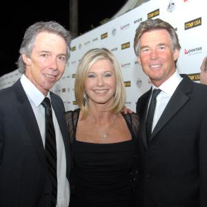 Fellow cancer survivors, James Houston Turner and Olivia Newton-John, with John Easterling, at the G'day USA black tie gala, Hollywood, California.