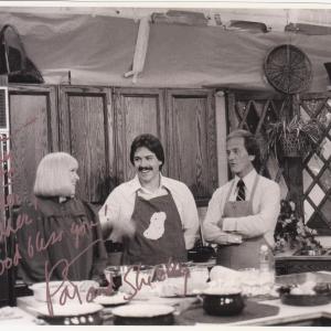 Cooking spuds as Spudman with Pat and Shirley Boone The photo is autographed To Jim my Spudder Brudder