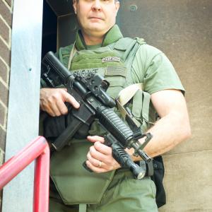 In issued SWAT gear with the Colt 639.