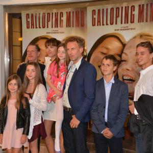 At Galloping Mind premier on September 1 2015 with director Wim Vandekeybus costars Jerry Killick Natalie Broods Balazs Meszaros Koppany Gillich and sisters Zsofia and Izabella Rea