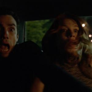 Jay Baruchel and Maria Thayer in the 'couple up' cab playing opposite Brandon Ludwig and Jeremy Ferdman - Man Seeking Woman
