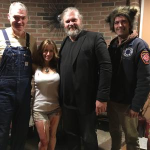 From L to R Ron Scott Rebecca Williams St Germain Dan Yeager Tom Anthony On the set of Slaughter Farm Teaser 1