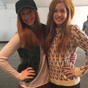Chloe on set with her sister