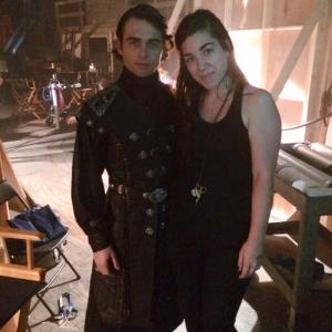 On set for Salem Season 2 with Joseph Doyle in his leather coat we custom made for him.