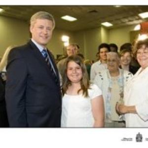 Brooke Gamble with Canadian Prime Minister Stephen Harper. (2010)