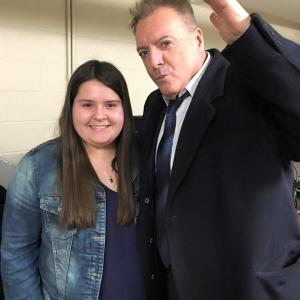 Brooke Gamble on set of the Red Maple Leaf with Armand Assante
