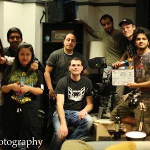 With the camera team for the Sans Merci Hussain was the producer and Director of Photography