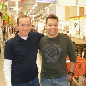 EDDIE DIAZ with Clark Gregg on location for The New Adventures of Old Christine