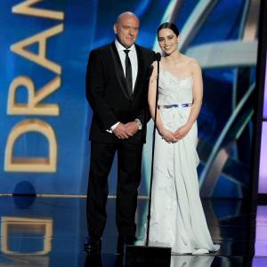 Dean Norris and Emilia Clarke at event of The 65th Primetime Emmy Awards 2013