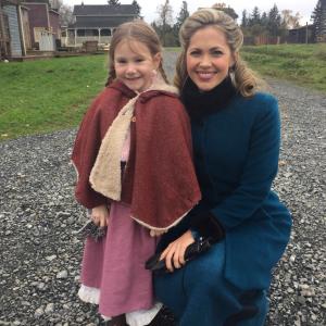 Ava Grace Cooper and Pascale Hutton on set WCTH