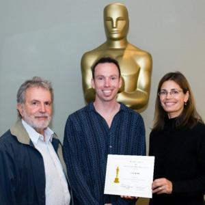Sid Ganis and Susannah Grant presenting me the Academys Nicholl Fellowship for my script Tides of Summer
