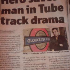 Film Director Tim Burke Saves a Man life in Tube drama London