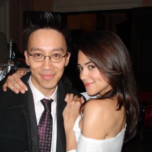 Albert M Chan and Camille Guaty on the set of Ghosts of Girlfriends Past