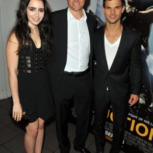 Lily Cole Zygi Kamasa and Taylor Lautner at the UK Premiere of Abduction