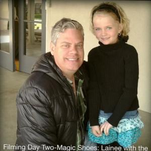 Lainee on the set of The Magic Shoes with Guy.