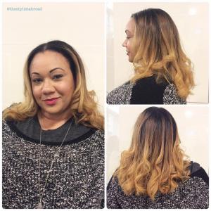 Smooth  style with curls on textured hair