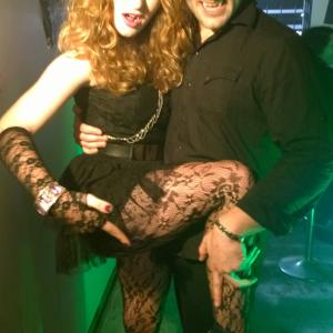 On set of Bite Club with Tayler Trotter Sadie during break in filming on the night also roped in as a background extra