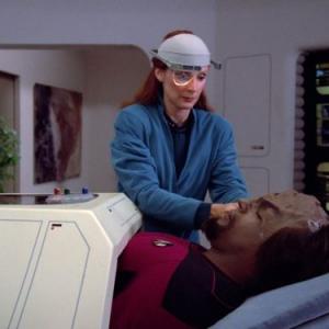Still of Michael Dorn and Gates McFadden in Star Trek The Next Generation 1987