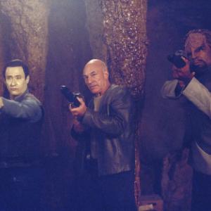 Still of Michael Dorn, Brent Spiner and Patrick Stewart in Star Trek: Insurrection (1998)