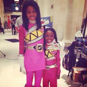 On set with Camille Hyde...Pink Ranger POWER