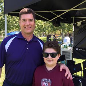 Zachary on location with set dad  Pat Finn