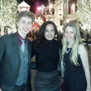 Elise Luthman and Joey Luthman with their manager, Linda Henrie of Go Talent Management at the premiere of CH:OS:EN Season 2, Dec.3, 2013