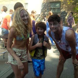 Jaiden with Olivia and Ricardo on the set of Degrassi