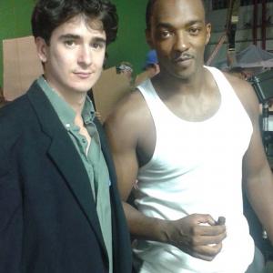 On the set of Our Brand Is Crisis Here with Anthony Mackie