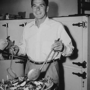 Ronald Reagan preparing a recipe on television C. 1948