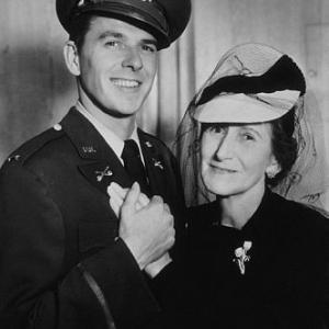 Ronald Reagan in uniform with his mother C 1942