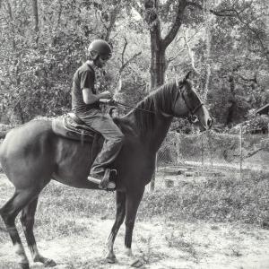 Dave on his Thoroughbred, Shiloh. 17 hands.
