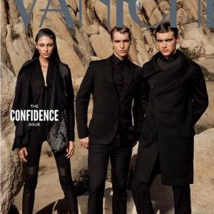 Trevor Stines middle on the cover of Vanichi magazine 2015 as part of their Power of Three fashion editorial
